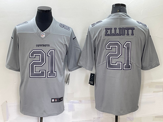 Men's Dallas Cowboys #21 Ezekiel Elliott Gray Atmosphere Fashion Stitched Jersey